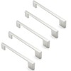 Cauldham Solid Kitchen Cabinet Pulls Handles (6-5/16" Hole Centers) - Modern Thin Profile Drawer/Door Hardware - Style M255 - Satin Nickel - image 3 of 4