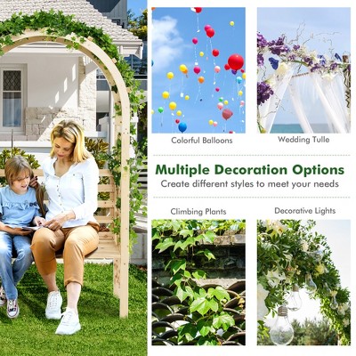 Natural Fir Wood Garden Bench Arch Arbor with Trellis