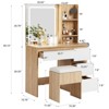 Vanity Desk with Mirror and Lights, Makeup Vanity Set with 4 Drawers, Power Outlet, Storage Stool, Shelves & Hair Dryer Holder - 2 of 4
