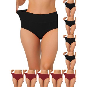 INSPIRE CHIC Women's High Waist Available in Plus Size Tummy Control Briefs 10 Packs - 1 of 4