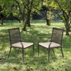 Aoodor Outdoor Patio Stackable Metal Dining Chairs  2-Piece Set with Curved Armrests and Strapped Seat Cushions - 2 of 4