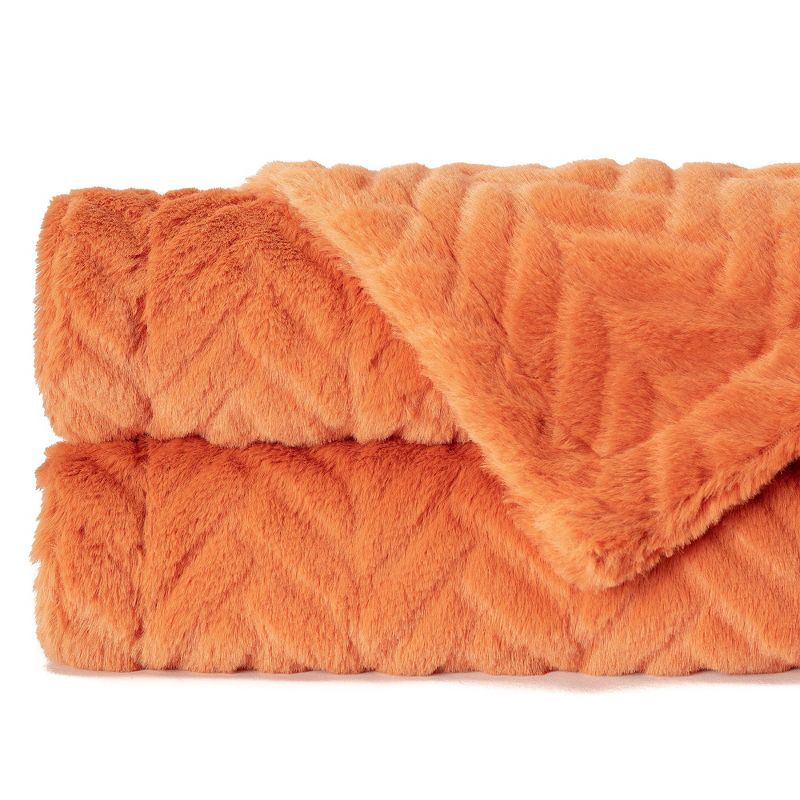 Chanasya Faux Fur Embossed Fuzzy Throw Blanket, 5 of 9