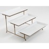 Gibson Home Gracious Dining Dinnerware, 3-Tier Rectangle Plate Serving Set with Gold Metal Stand, White - 4 of 4