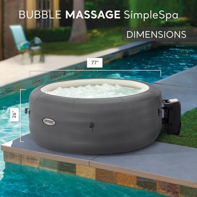 Intex SimpleSpa Gray Inflatable Bubble Massage Hot Tub with Insulated Cover