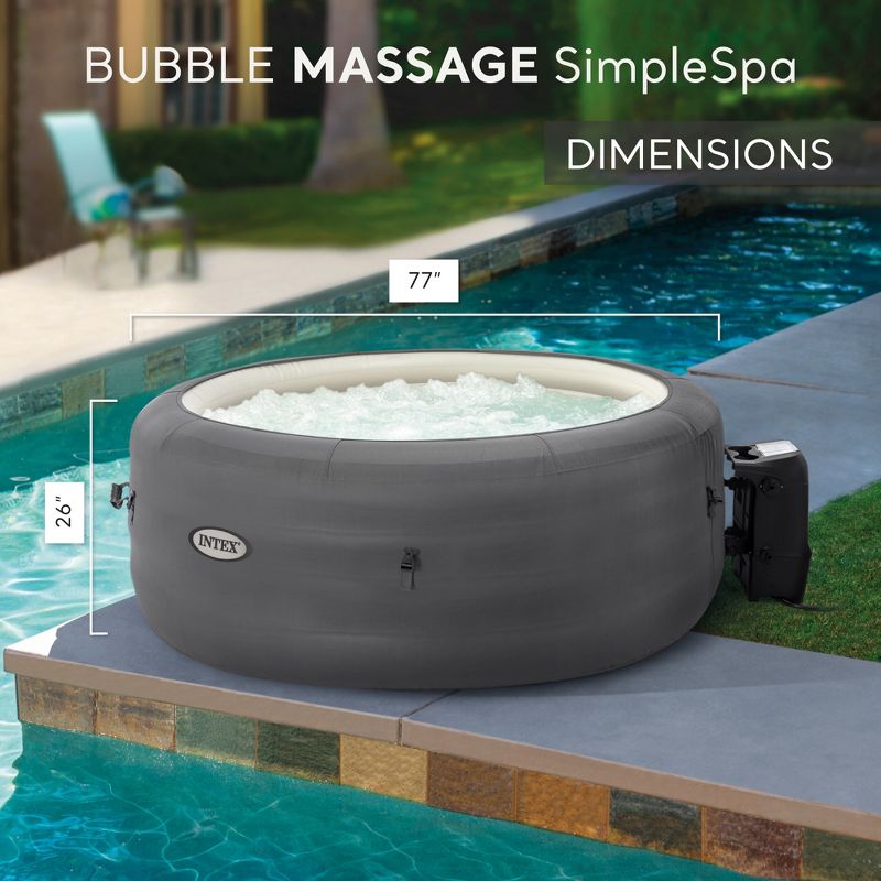 Intex SimpleSpa Bubble Massage 4 Person Inflatable Round Hot Tub Relaxing Outdoor Water Spa with Soothing Jets, Insulated Cover, and Storage Bag, Gray, 6 of 9