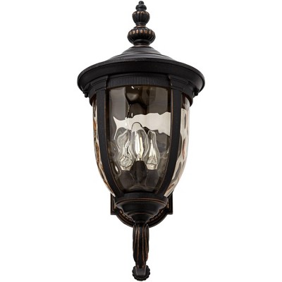 Bellagio Bronze 21" Hammered Glass Outdoor Wall Light Fixture