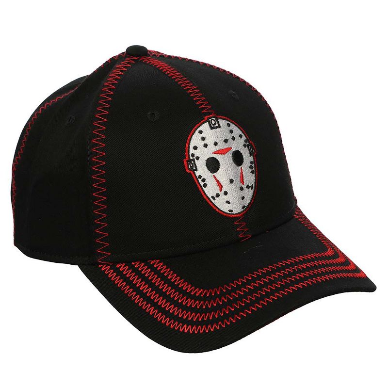 Friday The 13th Jason Embroider Mask Black & Orange Snapback Hat, 1 of 5