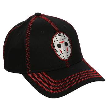 Friday The 13th Jason Embroider Mask Black & Orange Snapback Hat