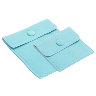 Unique Bargains Portable Velvet Jewelry Pouch with Snap Button for Necklace Watches 2 Pcs