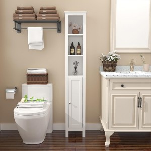 TIRAMISUBEST 66.92" Tall Bathroom Storage Cabinet with Adjustable Shelves,Slim 1 Doors Freestanding Cabinet with Anti-Tip, Open compartments - 1 of 4