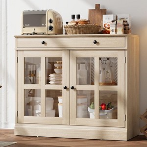 Sideboard Buffet Cabinets with Storage, Kitchen Coffee Bar Cabinet with Glass Door, Modern Sideboard Buffet with Drawer, Sideboard Cabine - 1 of 4