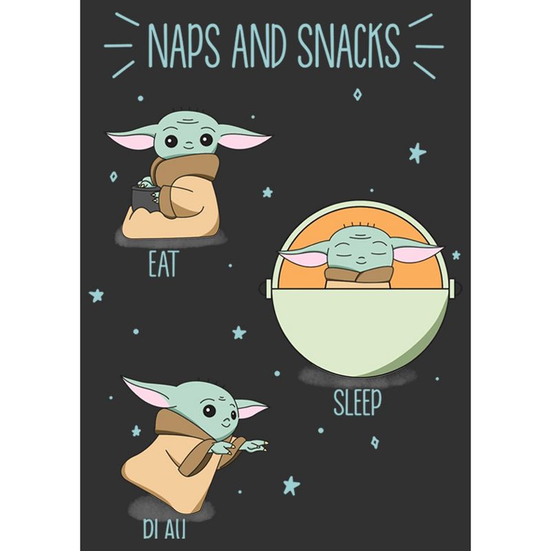 Men's Star Wars The Mandalorian The Child Naps and Snacks T-Shirt, 2 of 5