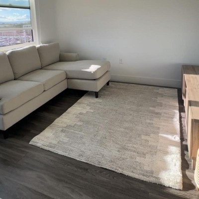 Modern Lines Plush Area Rug Cream - Threshold™ : Target