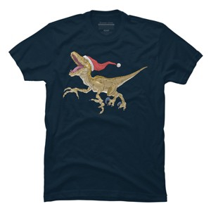 Men's Design By Humans Christmas Velociraptor By Ayota T-Shirt - 1 of 4