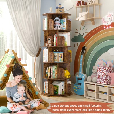 Aheaplus 360° Rotating Bookshelf Tower Revolving Corner Bookcase