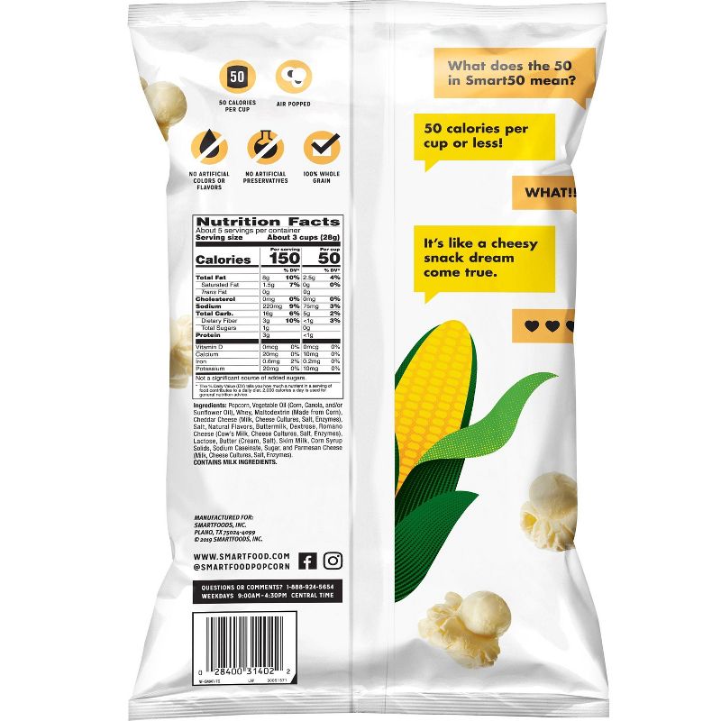 Smart50 White Cheddar Popcorn - 5.25oz, 3 of 5