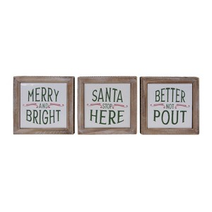 Transpac Set of 3 Wood and Metal Framed Blocks Wall Art Multicolor Christmas Decor for Indoor Use and Gift Giving - 1 of 1