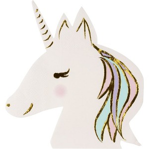 Blue Panda 50-Pack Disposable Paper Napkins Unicorn Party Supplies 6.5"x6.3", Gold Foil - 1 of 4