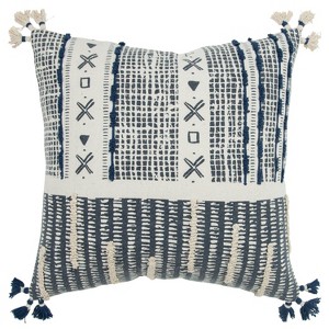 20"x20" Irregular Geometric Striped Polyester Filled Pillow Navy - Donny Osmond Home: Cotton Canvas, Zippered, Indoor Use - 1 of 4