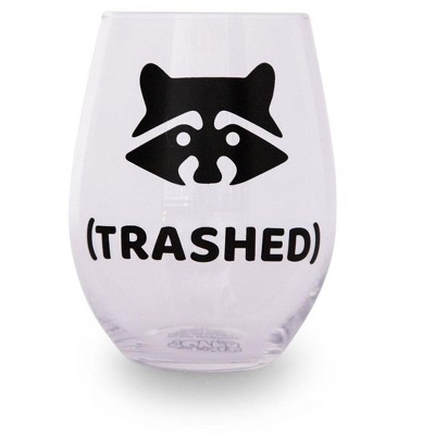 Toynk Raccoon "Trashed" Stemless Wine Glass | Holds 20 Ounces