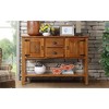 OUTSUPPLY Solid Pine Wood Sideboard Console Table, Retro 2-Drawer & 2-Cabinet Storage Buffet with Bottom Shelf for Dining/Living Room - 4 of 4