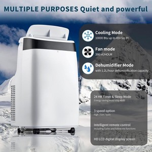 Portable Air Conditioners, 10000 BTU Cools Up to 350 Sq.Ft, 3-In-1 AC Unit for Bedroom with Dehumidifier, Fan, Cooling Mode & Window Kit - 1 of 4