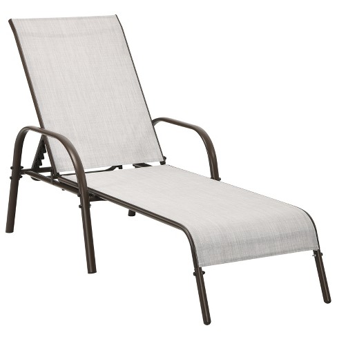 Tangkula Outdoor Chaise Lounge Chair Adjustable Reclining Bed with Backrest& Armrest - image 1 of 4