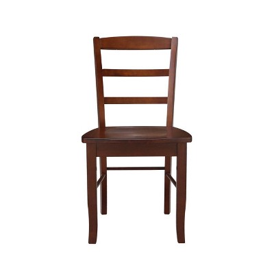 30" Square Brown Solid Wood Dining Table with 2 Ladderback Chairs