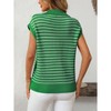 Women's V-Neck Sleeveless Knit Top Striped Collared Sweater for Casual Style - 2 of 4