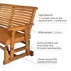 Fortune Candy 2 Person Wooden Patio Glider with High Roll Back - 4 of 4