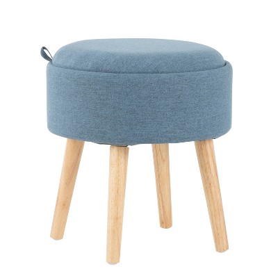 Tray Foot Stool Ottoman Polyester/Wood Natural/Blue - LumiSource