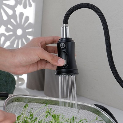 Matte Black Stainless Steel High Arc Pull Out Kitchen Faucet