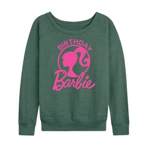Women's - Barbie - Birthday Lightweight French Terry Wide Neck Long Sleeve Shirt - 1 of 4
