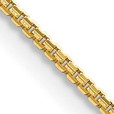 Black Bow Jewelry 1.25mm 14K Yellow Gold Solid Concave Box Chain Necklace