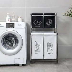 Yukimo 2 Tier Laundry Hamper with 4 Removable Bags, Clothes Sorter Organizer for Lights and Darks Laundry - 1 of 4