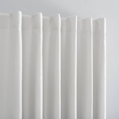 Pearl White Faux Silk Blackout Curtain Panel with Back Tab