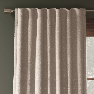 50"x63" Blackout Embossed Velvet Curtain Panel Brown - Threshold™: Tiger Print, Recycled Polyester, Rod Pocket