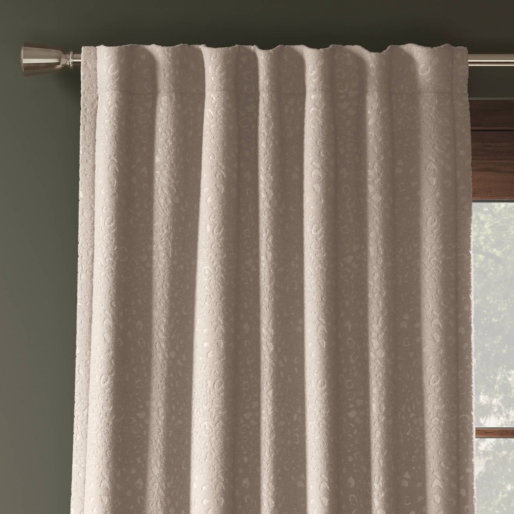 Blackout Embossed Velvet Curtain Panel Brown