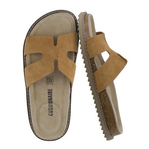 CUSHIONAIRE Wisdom Womens Sandals Cutout Strap Genuine Leather Slides – Slip On Cork Footbed Sandals for Women 2025 - 1 of 4