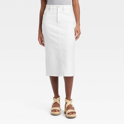 Women's High-Rise Denim Midi Skirt - Universal Thread™ White 16