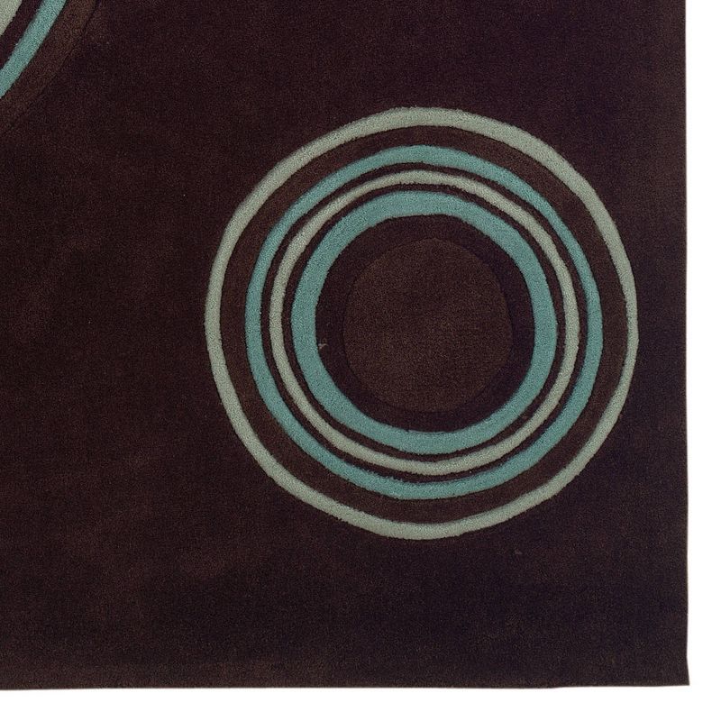 5&#39;x7&#39; Trio Collection Ringed Area Rug Chocolate/Spa Blue - Linon, 3 of 7