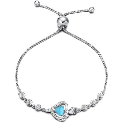 Sterling Silver Birthstone Tennis Bracelet for Women, Rose Heart Gemstone Jewelry, Anniversary Birthday Gift for Mom Wife