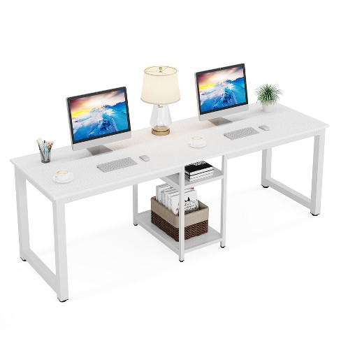 Costway 87'' Two Person Computer Desk Adjustable L-shaped Office Desk  W/shelves & Drawers : Target