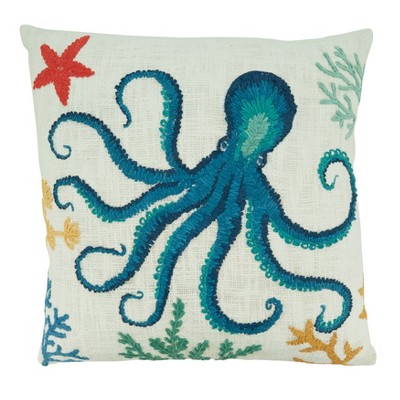 Saro Lifestyle Octopus Decorative Pillow Cover, Multicolored, 20