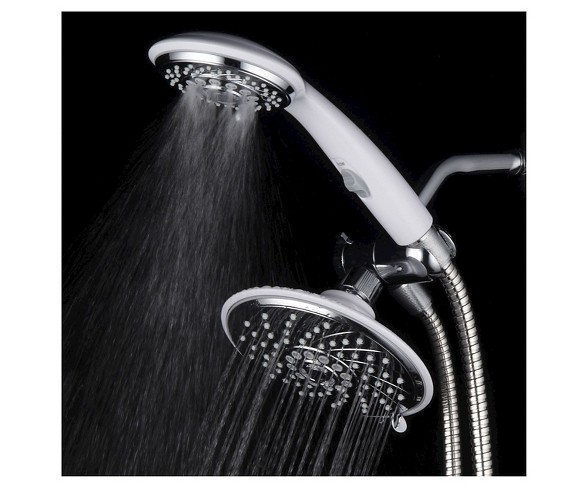 Dual Shower HeadRainfall Combo Shower System Chrome/White - Hotelspa