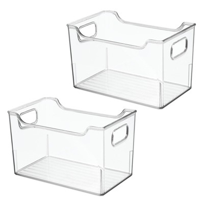 mDesign Deep Plastic Home Game Storage Organizer Bin with Handles, 2 Pack, Clear