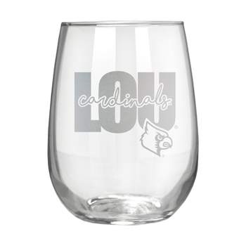 NCAA Louisville Cardinals The Vino Stemless 17oz Wine Glass - Clear