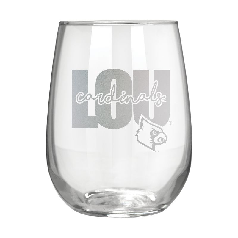 NCAA Louisville Cardinals The Vino Stemless 17oz Wine Glass - Clear, 1 of 2