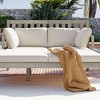 Outdoor Daybed, Patio Daybed with Four Pillows, Wooden Outdoor Bed with Curved Armrests for Poolside, Backyard, Garden - 4 of 4