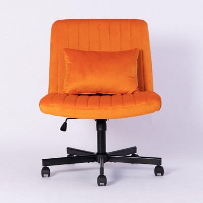 Dsvimoy Task and Office Chair Cross Legged Desk Chair with Wheels for Office and Study, Orange, 26"*22.5"*11"